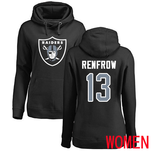 Oakland Raiders Black Women Hunter Renfrow Name and Number Logo NFL Football #13 Pullover Hoodie Sweatshirts->nfl t-shirts->Sports Accessory